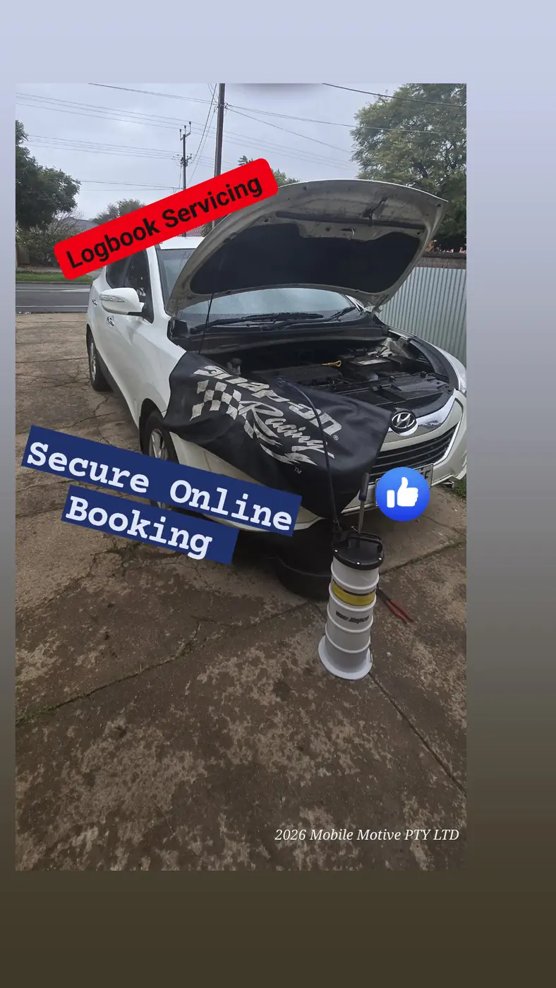 White Hyundai receiving a Mobile Motive logbook service at the customer location
